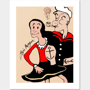 Popeye the sailor man and Olive Oyl Posters and Art